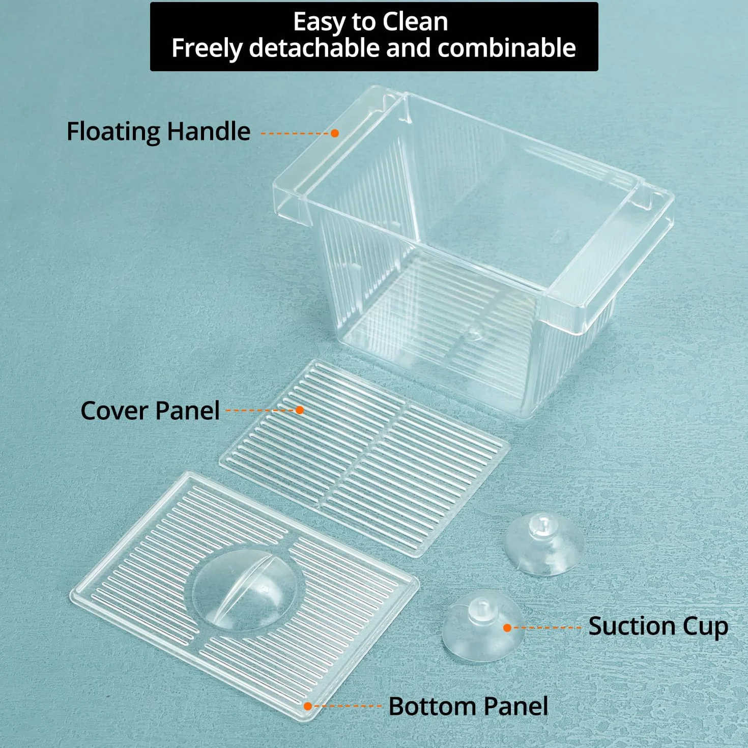 QWORK Boîte d'élevage Aquarium 127x30x51mm incubateur de Poissons avec ventouses pour alevins crevettes guppys