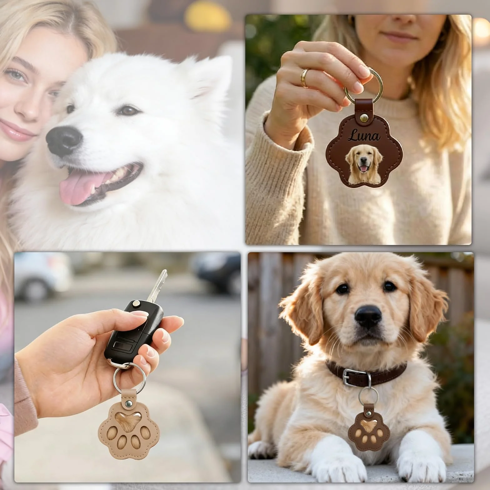 Porte-Clés Photo Personnalisé Souvenir Poils Chien Hommage Animaux