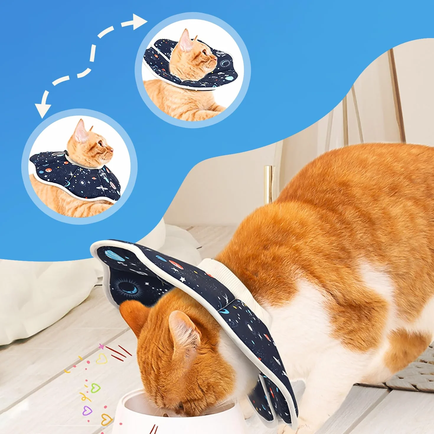 Collier Donut pour Chat Taille S réglable Post-opératoire évite léchages griffures 13-25 cm