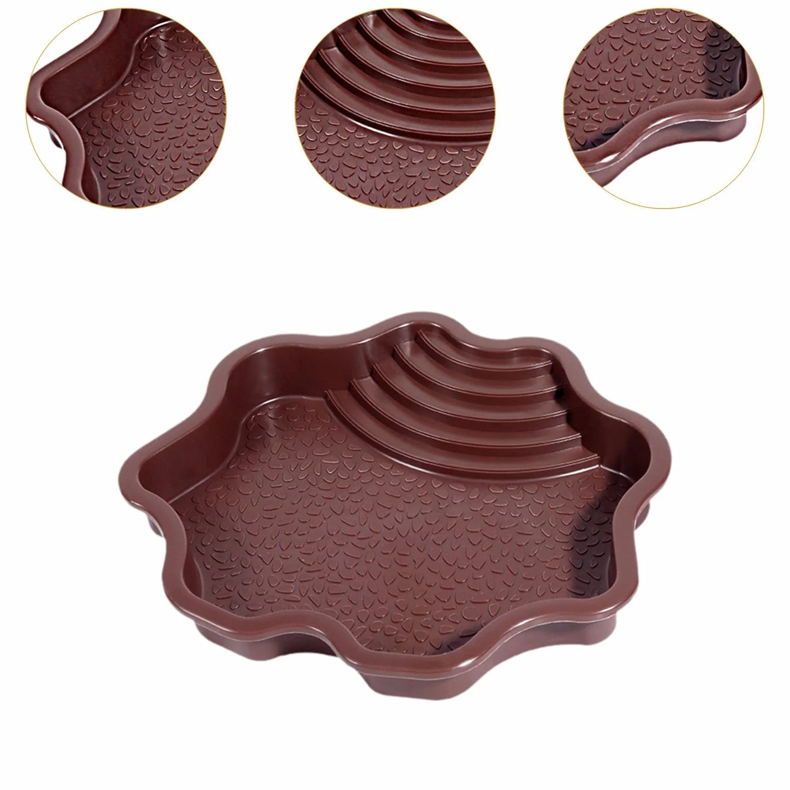 MagiDeal Bol de Bain d'eau pour Tortue, Piscine pour Reptiles avec Rampe, Rouge Brunâtre