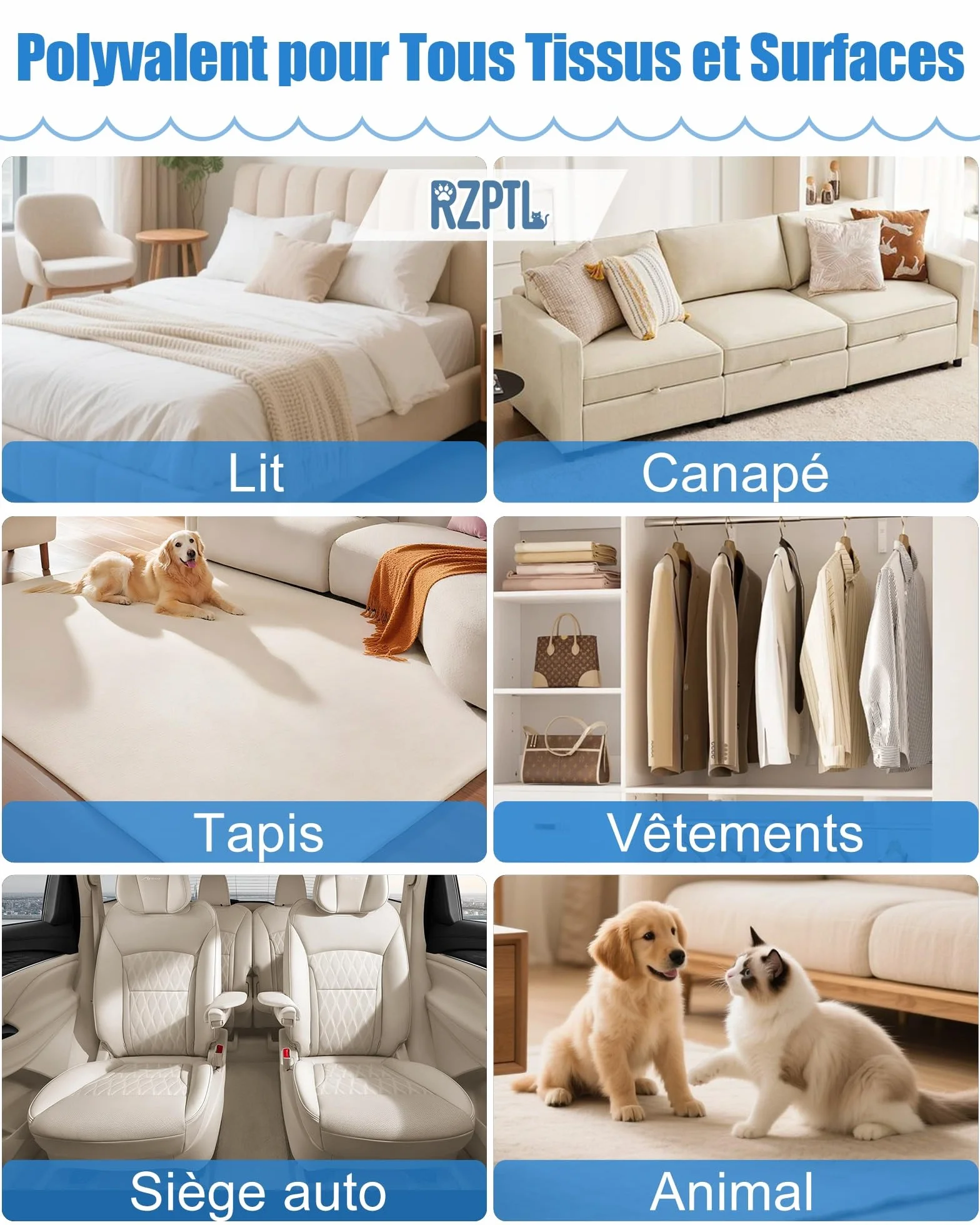 Lot de 2 Gant Anti Poils Animaux, Gant Électrostatique à Paume Antistatique pour Chats & Chiens, Réutilisable, Bleu