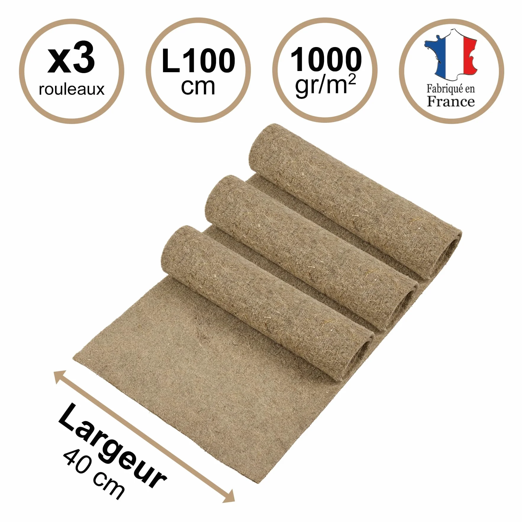 La Cordeline Tapis Litière Chanvre Naturel 40 x 100 cm Premium 1000g/m²