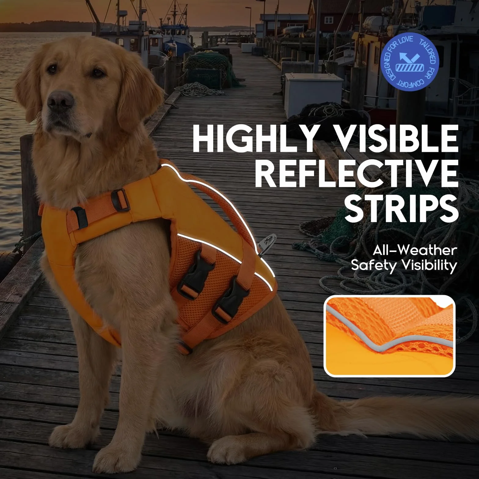 Gilet de Sauvetage pour Chien Taille L Grands Chiens Haute Flottabilité Réfléchissant Natation Plage Bateau