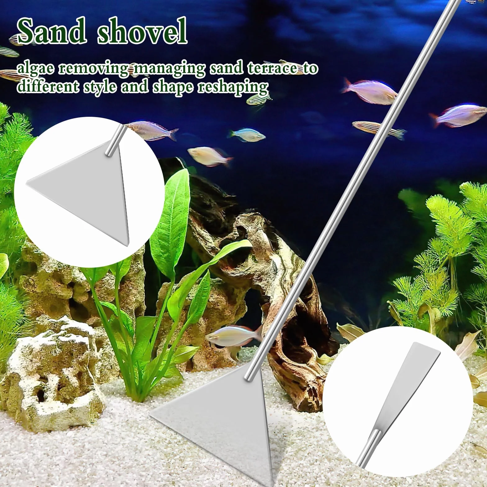 Kit complet d'aquascaping 6PCS, Outils d'aquarium en acier inoxydable, Ciseaux, Pinces, Spatule avec sac de rangement