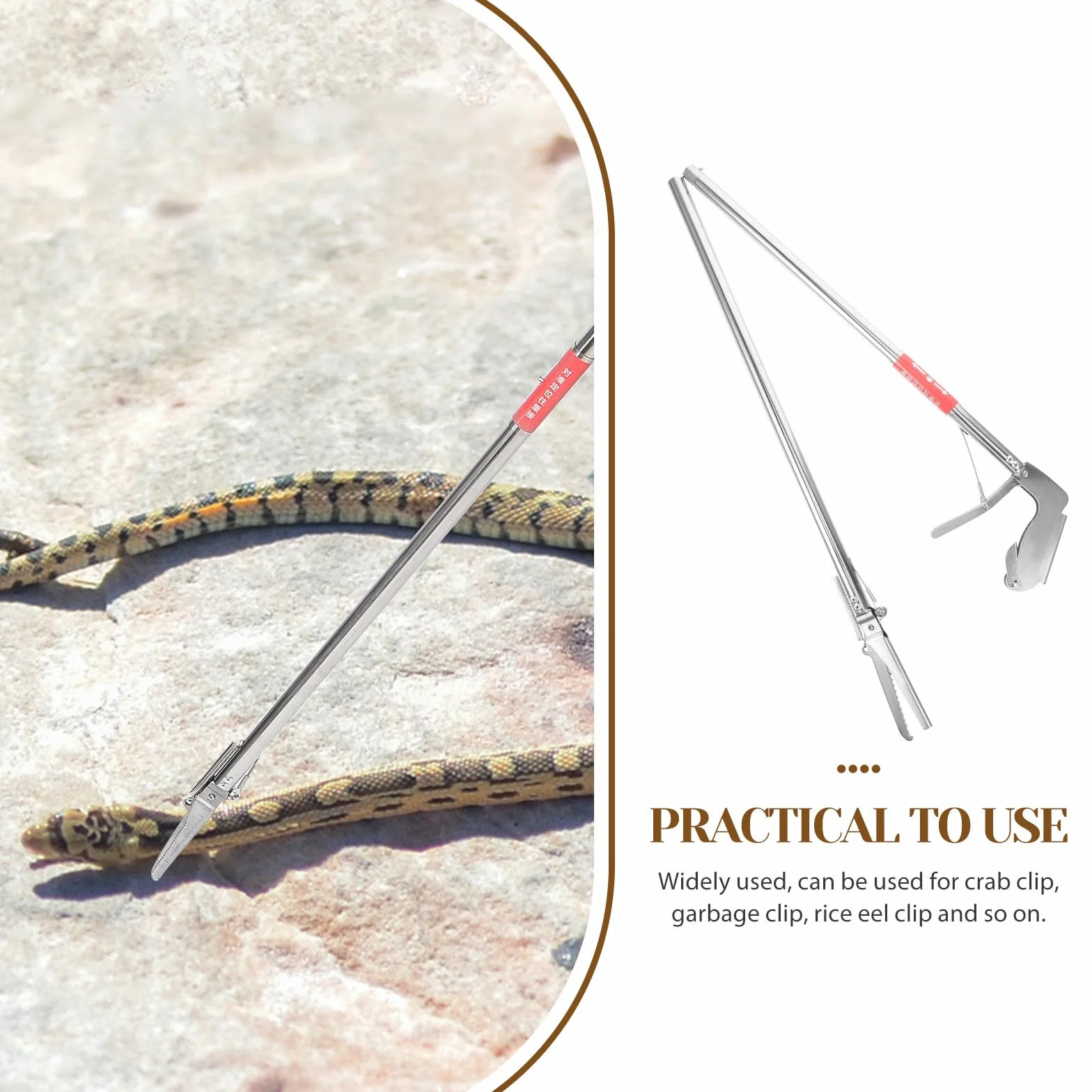 GALPADA Pince à Serpent en Acier Inoxydable Pliable, Outil Portable pour Attraper Les Serpents en Extérieur