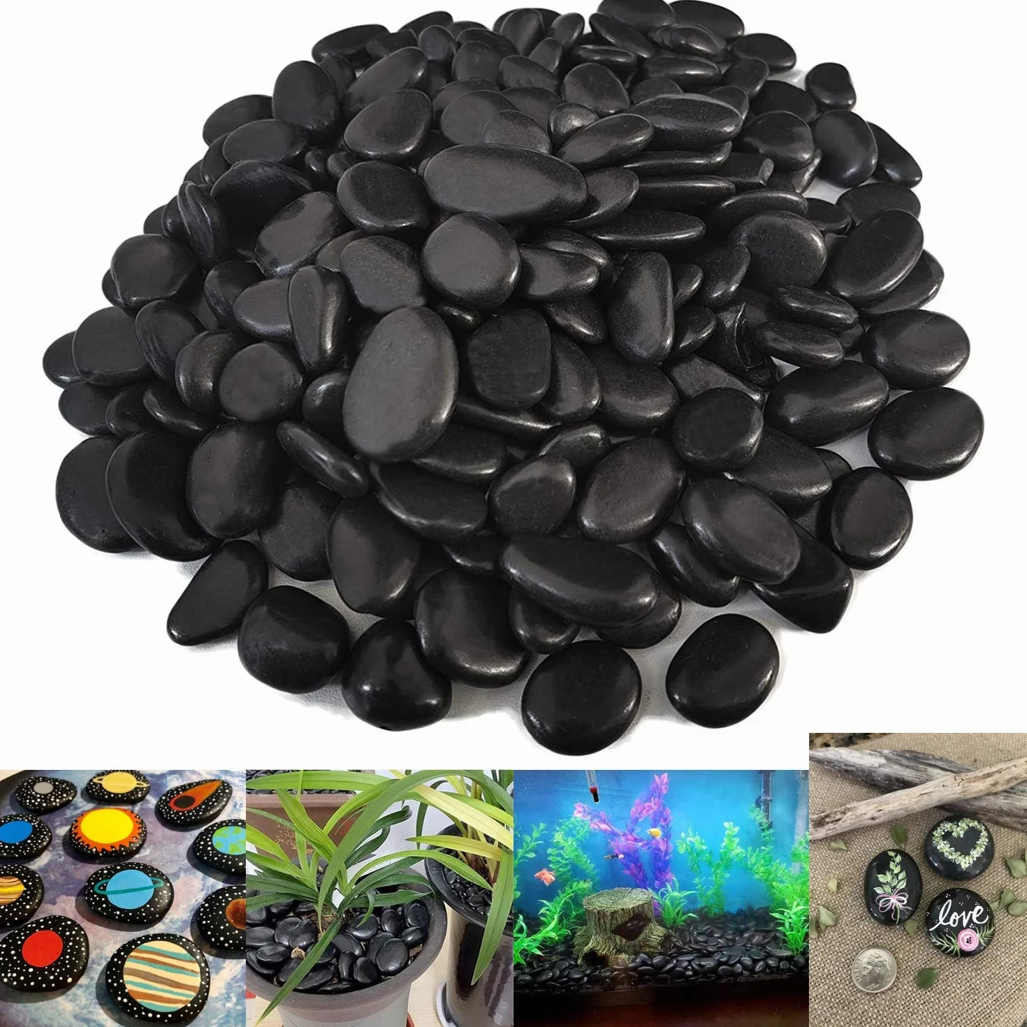 Gravier Aquarium Pierre Galets Décoration Noire 20-40mm 950gr