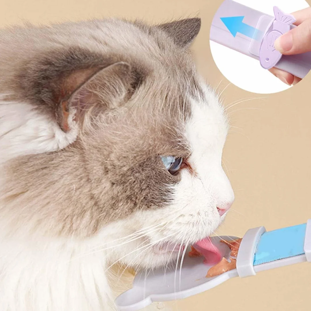 Paquet De 3 Cuillères À Friandises Liquides Pour Chats Cuillères À Presser À Friandises Douces Pour Chats Adaptées Au Délicieux Poulet Agneau Saumon Thon Kéfir Et Yaourt