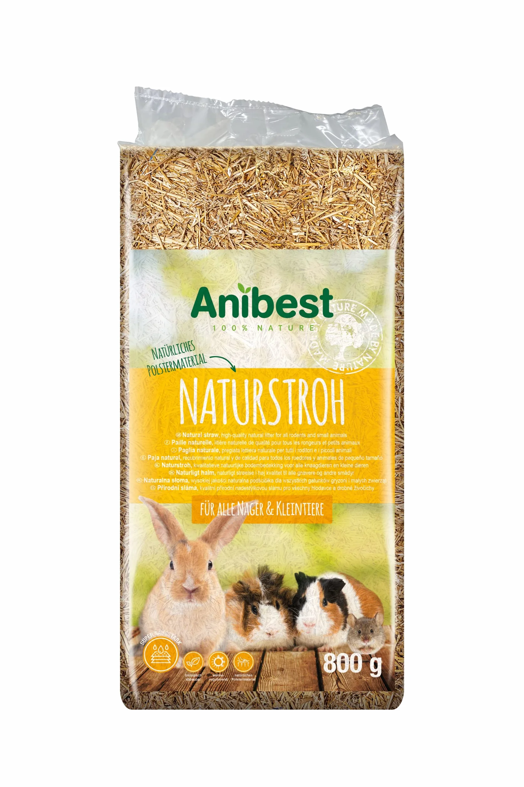 Anibest Paille Naturelle, Litière 100% Naturelle pour Petits Animaux, Rongeurs, Lapins, Hamsters, Cochons d'Inde