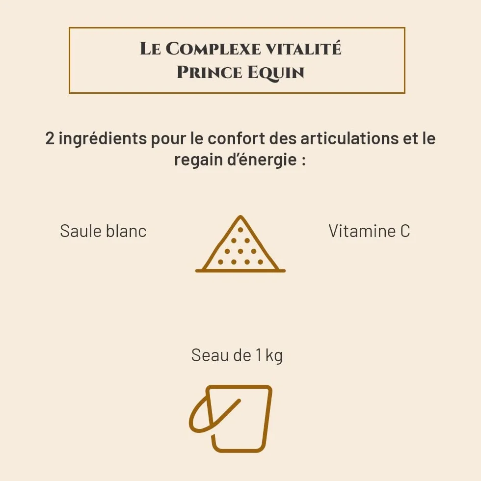COMPLEXE VITALITÉ Complément nutritionnel Cheval Seau 1 kg Saule blanc vitamine C
