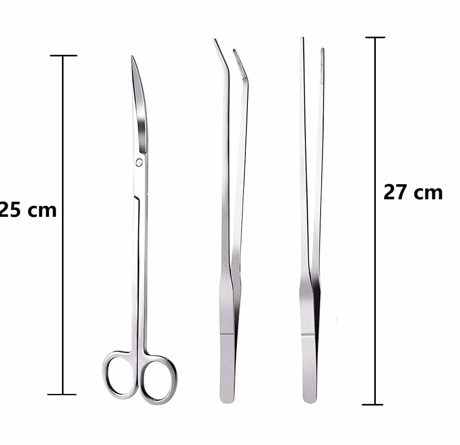 Pince Ciseaux en Acier Inoxydable pour Aquarium, Kit 3-en-1 Outils de Poisson
