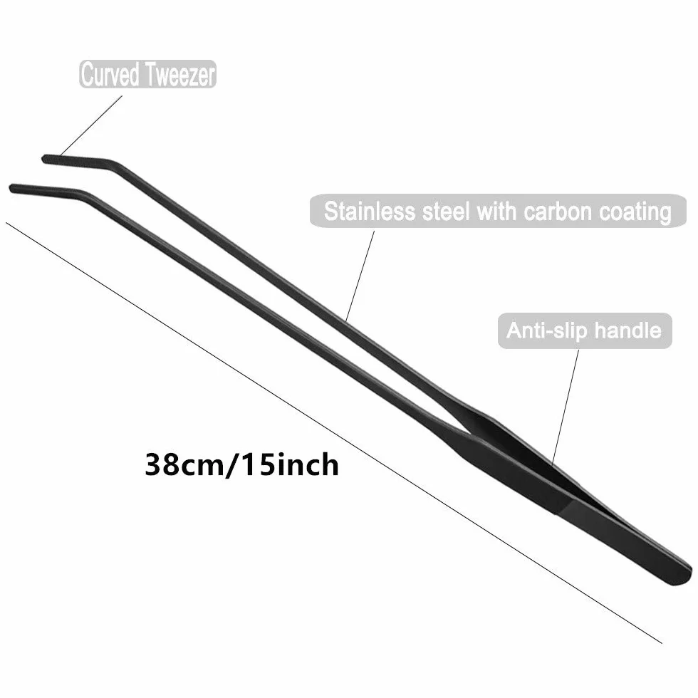 Pince à épiler incurvée acier inoxydable 38,1 cm pour aquarium alimentation reptiles