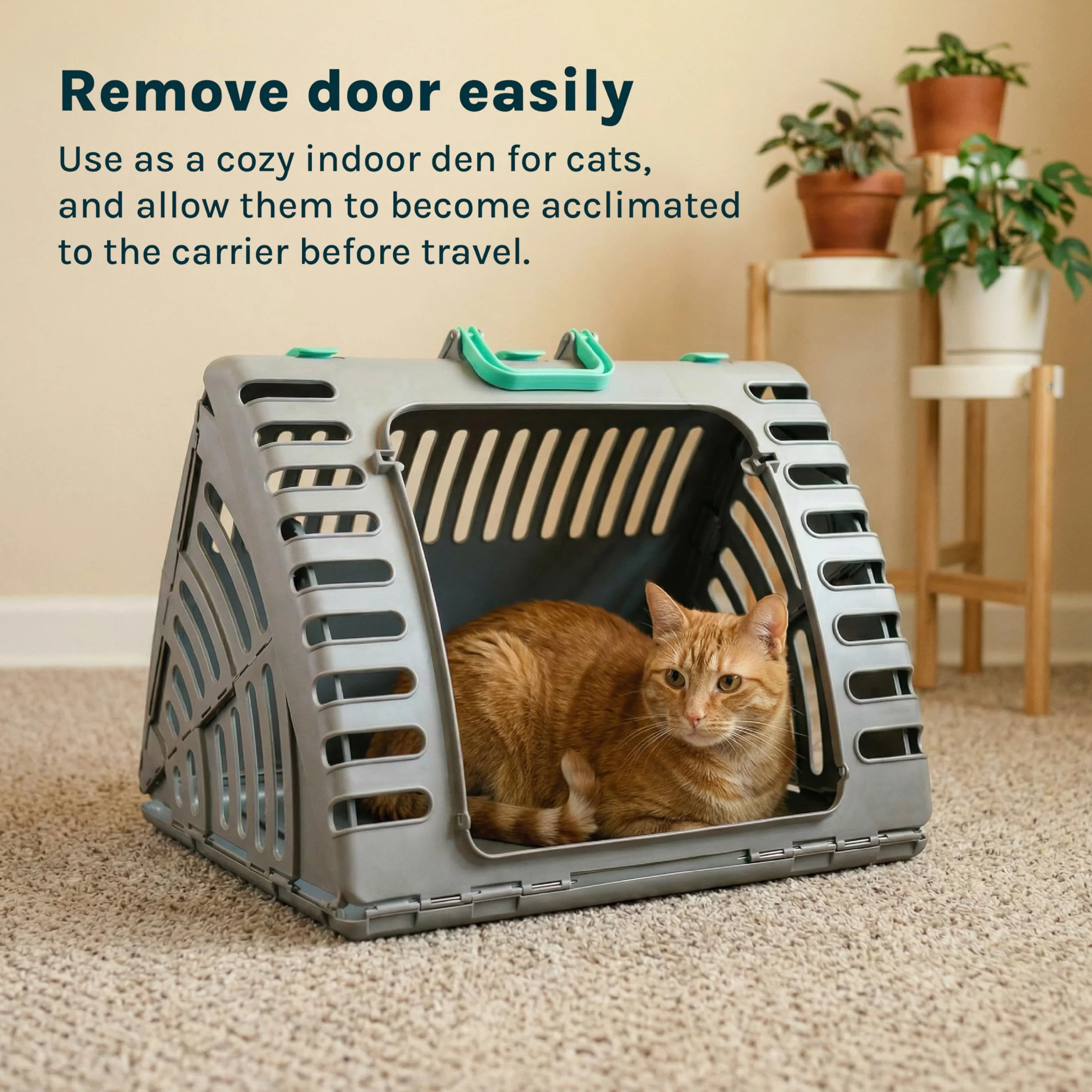 SportPet Designs Sac de Transport Pliable en Plastique pour Chat Gris avec Lit Imperméable