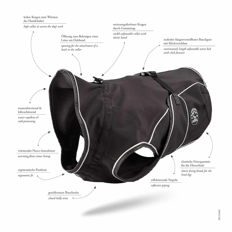 Hunter Uppsala Manteau Softshell pour Chien Noir 50 cm