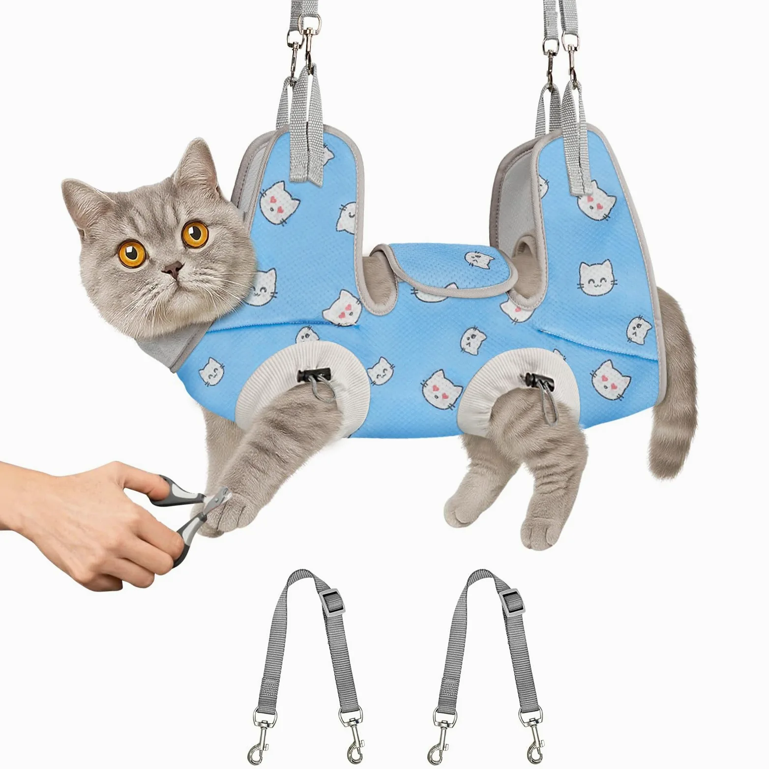 Supet Harnais hamac de toilettage pour chat pour couper les ongles, sangle de toilettage pour chat pour couper les ongles, support de retenue pour animaux de compagnie pour couper les ongles