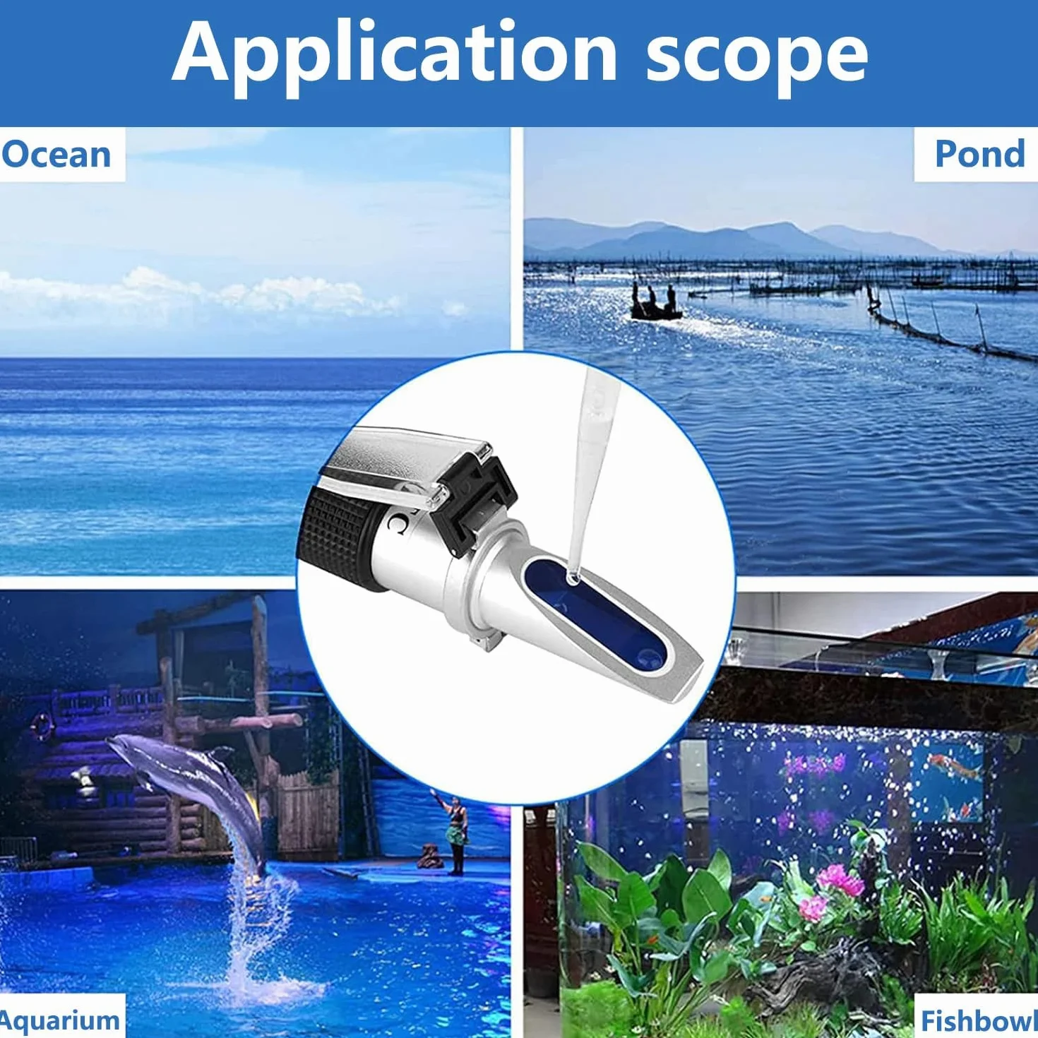 Réfractomètre de salinité 0-100% portable double échelle ATC haute précision pour aquarium eau salée