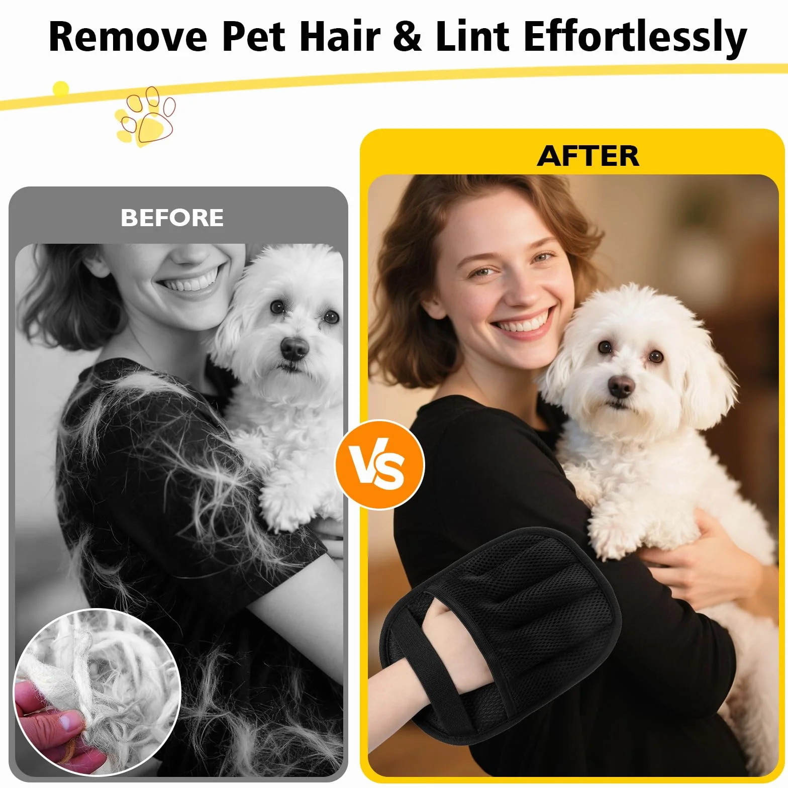 Zivacate Gant Anti Poils Animaux Réutilisable Électrostatique 2 Pièces