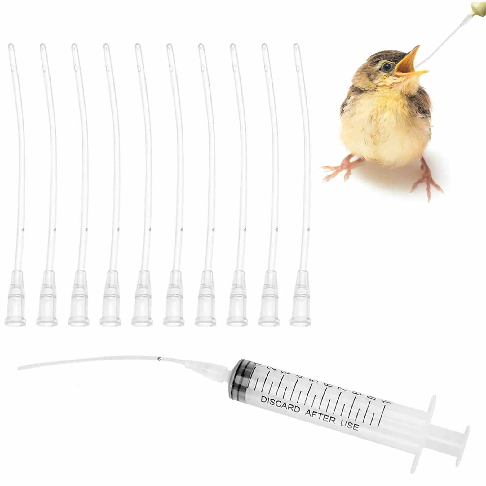 Tubes d'alimentation pour Oisillons 11 PCS Seringue pour Alimentation Manuelle Oiseaux Perroquets