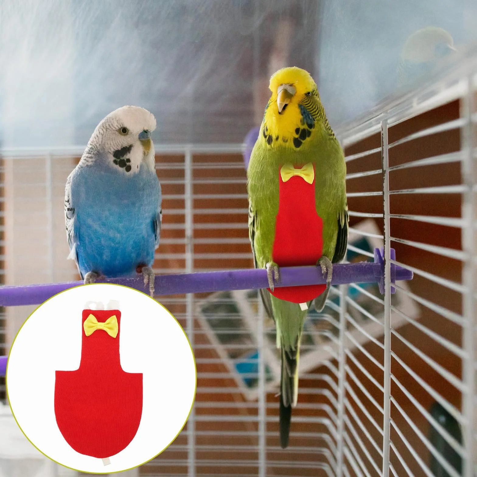 FRCOLOR Couches pour Oiseaux Perroquets et Perruches Taille M, Couche-Culotte Ajustable Respirante Tissu Doux