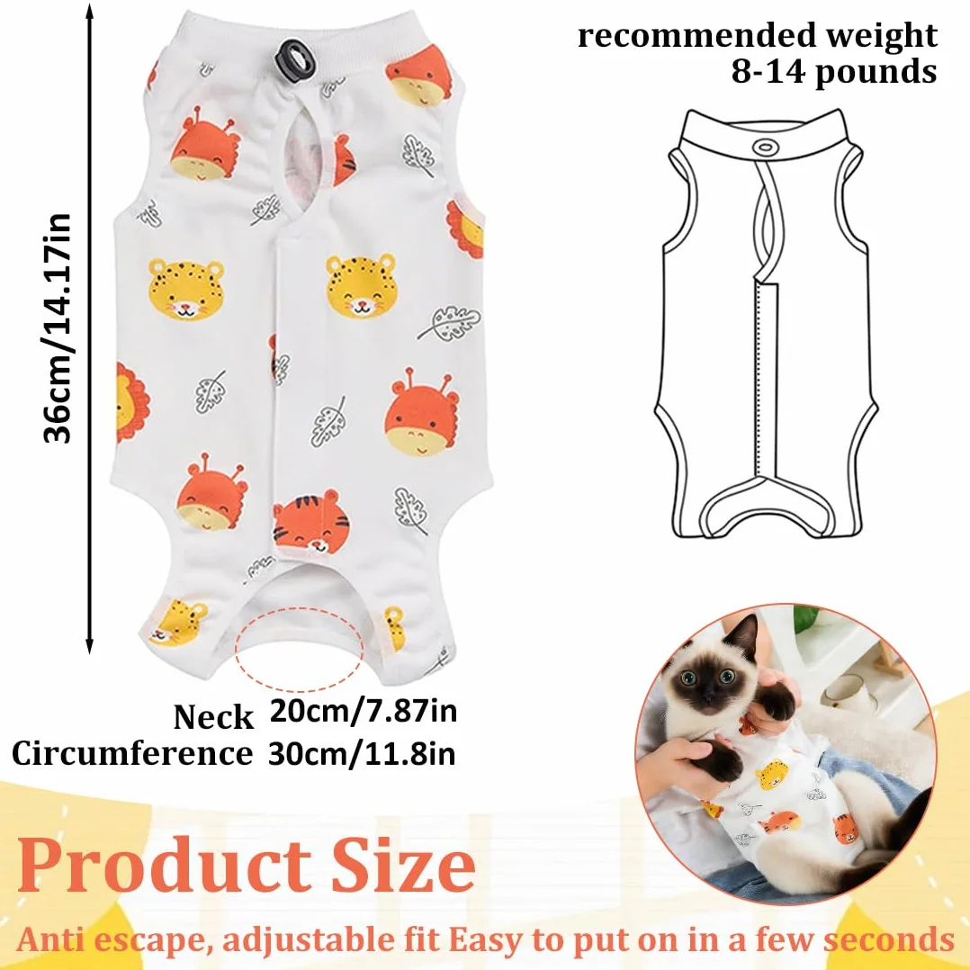 Combinaison postopératoire pour chat taille L blanche