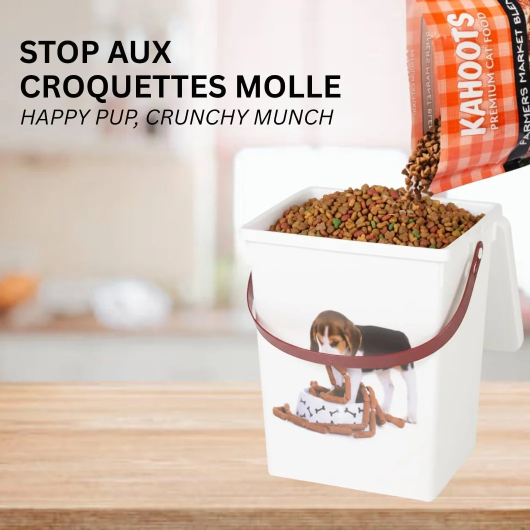 Boîte à Croquettes 5L Hermétique pour Chien et Chat – Stockage Optimal, Design Animalier