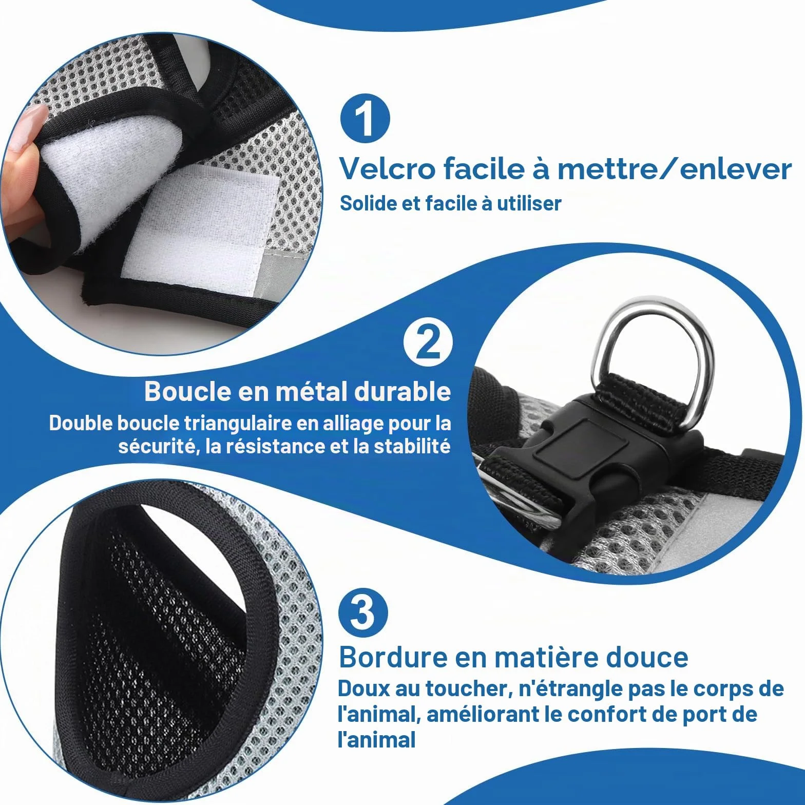 Harnais Chien Anti évasion avec Corde de Traction Télescopique Automatique 5m/16.4 Ft Réglable Anti Fugue Chat Chaton (M)