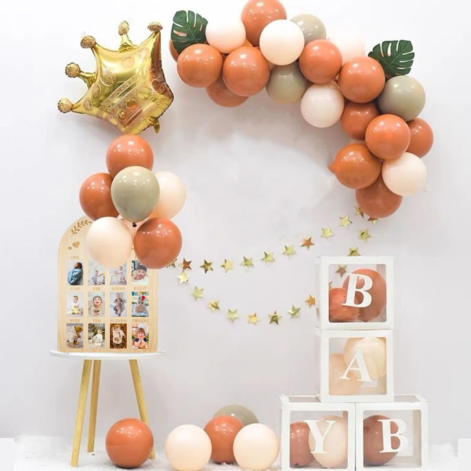 Cadre Photo Bébé My First Year 12 Mois en Bois Personnalisé pour Décorations de Chambre d'Enfant