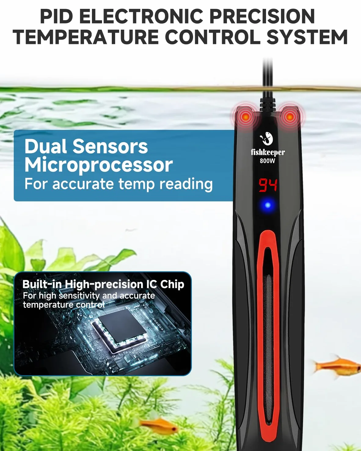 fishkeeper Chauffage submersible intelligent pour aquarium 800 W
