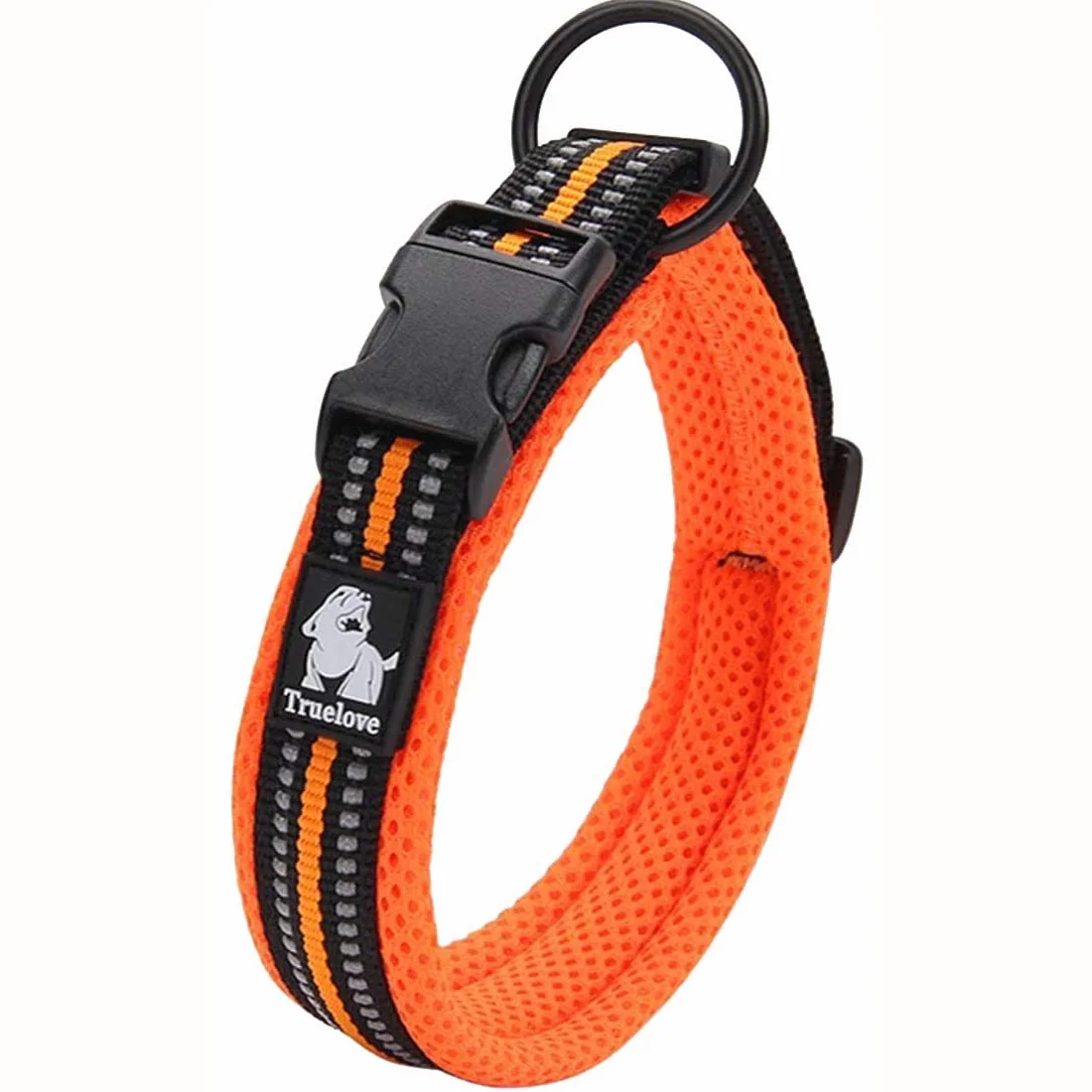 TRUE LOVE Collier de Chien Réfléchissant Réglable Nylon Solide Confort Pet Classic TLC5011 Orange S