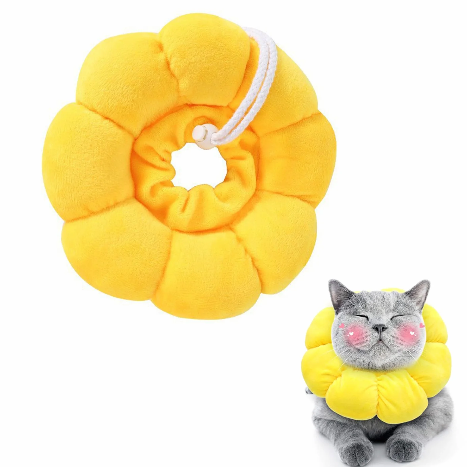 Collerette pour Chat Anti-Léchage Après Chirurgie en Coton Suédé Respirant Ajustable