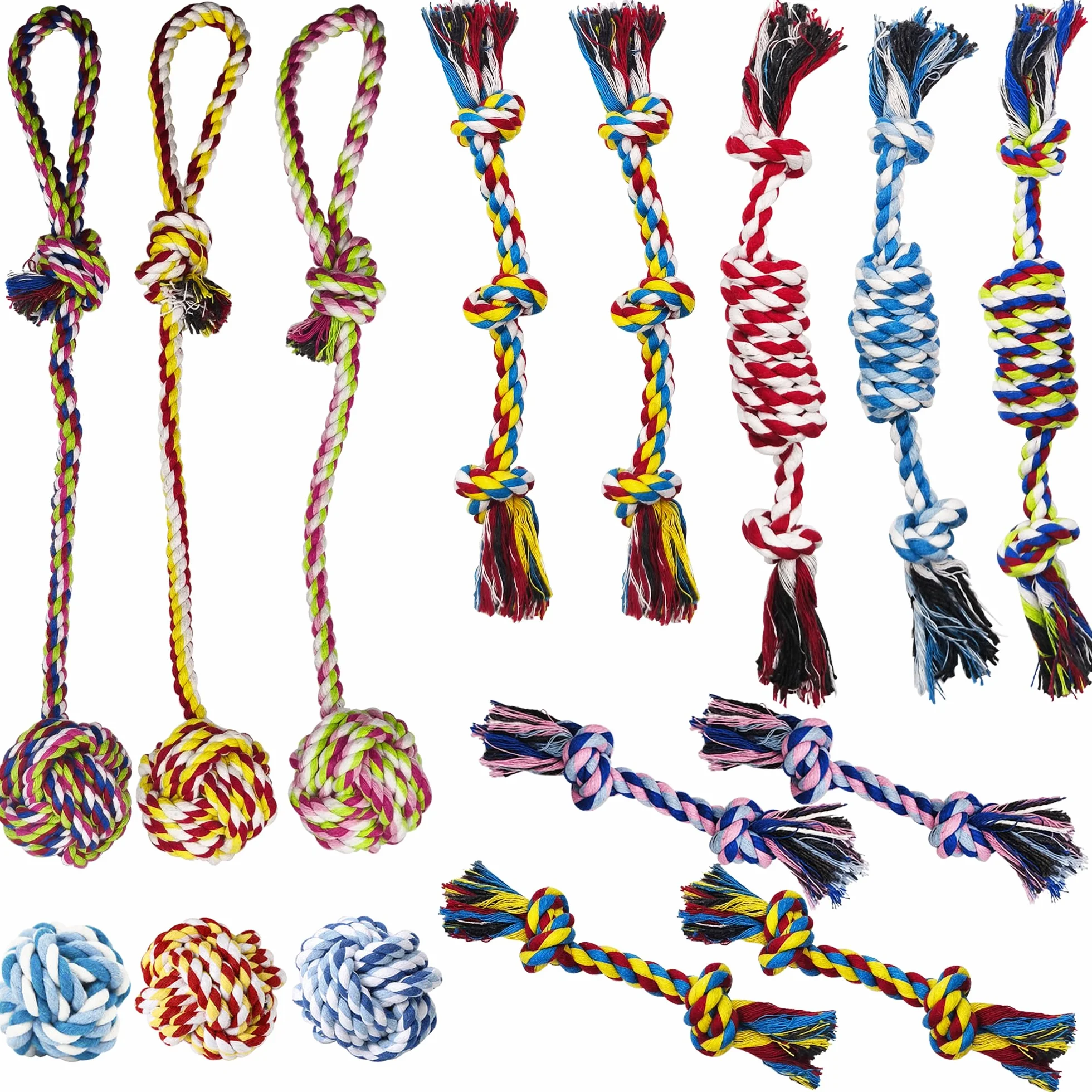 Lot de 15 Jouets en Corde pour Petits Chiens, Jouets à Tirer pour Chiots, Dentition et Interaction