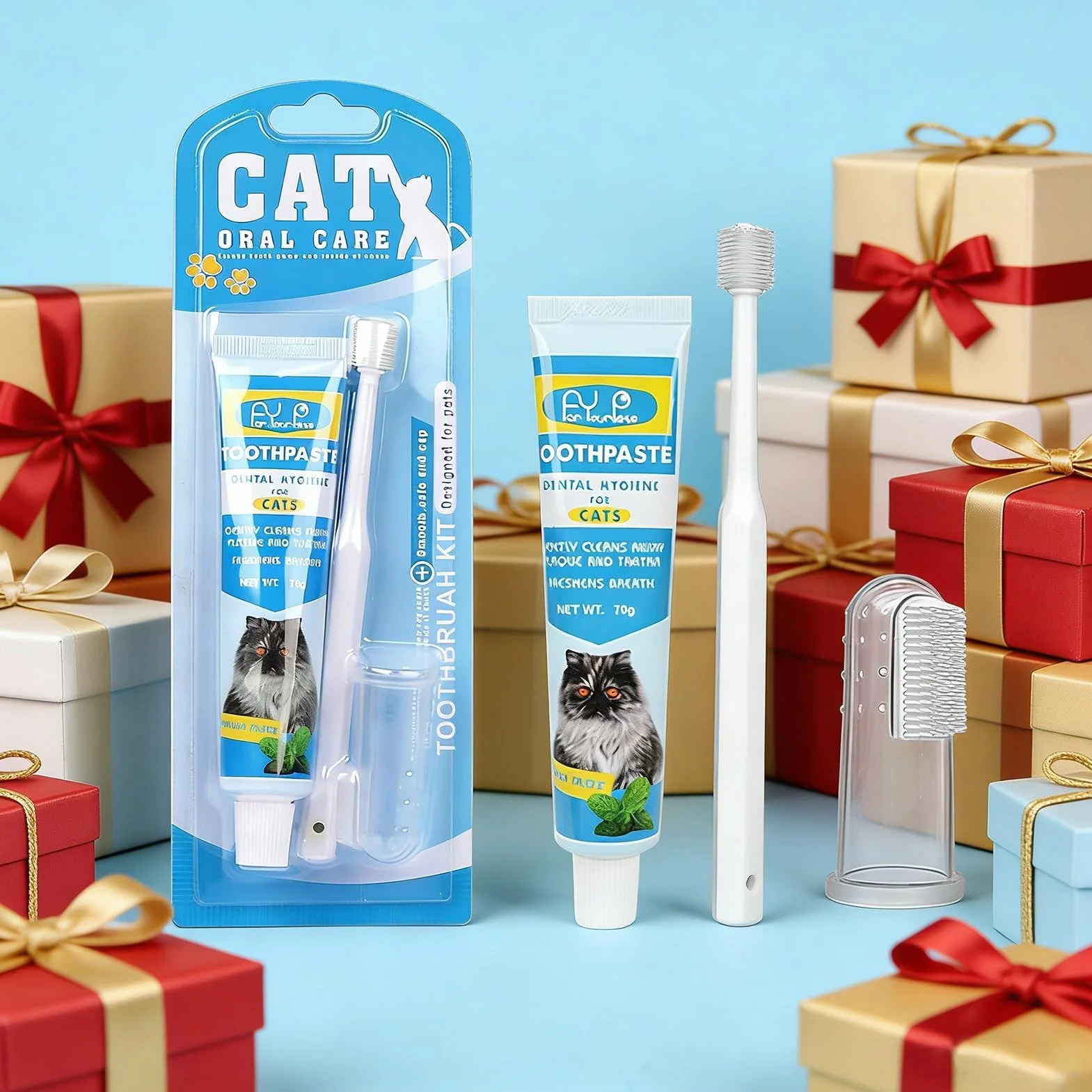 Dentifrice chien chat brosse à dents doigt élimine plaque tartre haleine fraîche