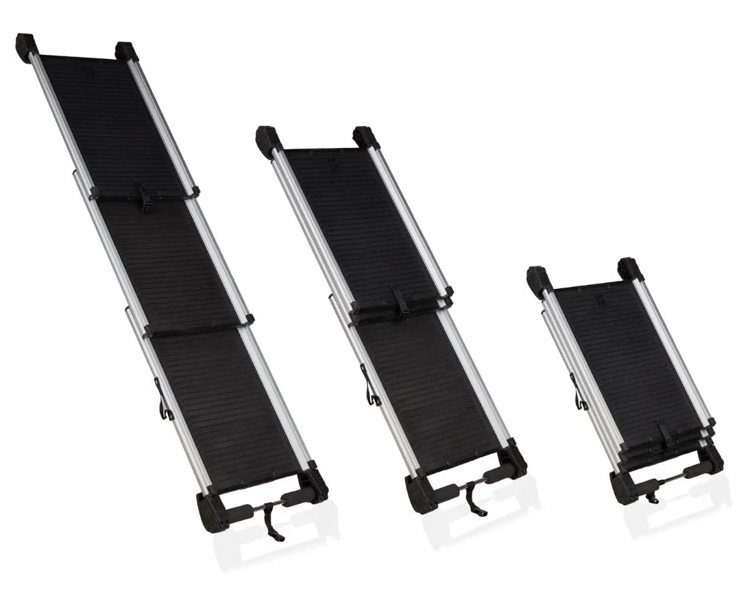 Knuffelwuff Rampe télescopique extensible pour animaux de compagnie - 70 à 158 cm - Pour grands et petits chiens - Antidérapante - Protection de coffre