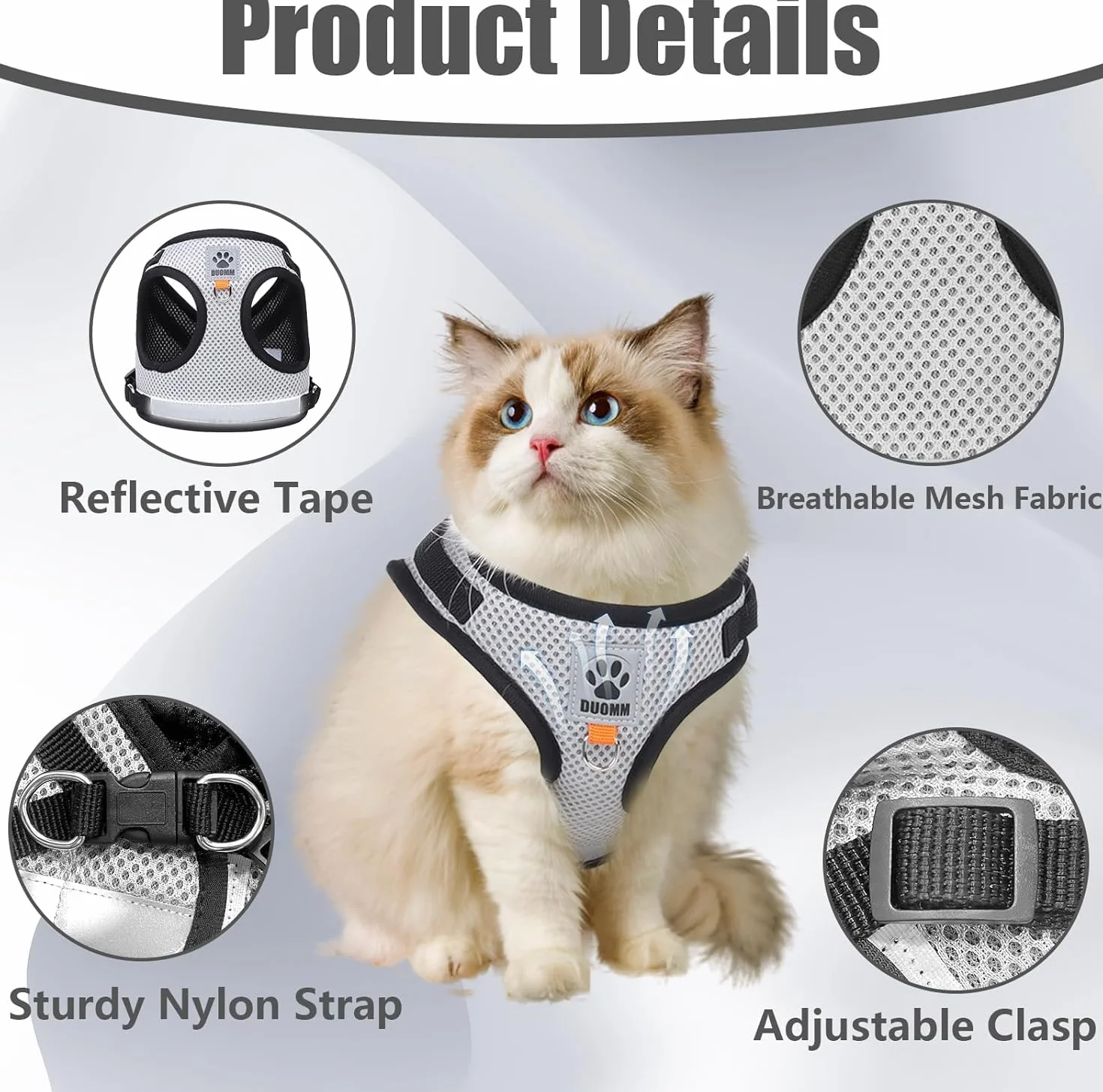 Harnais Chat Anti-Évasion avec Laisse Télescopique 5m, Ensemble pour Chatons et Petits Chiens