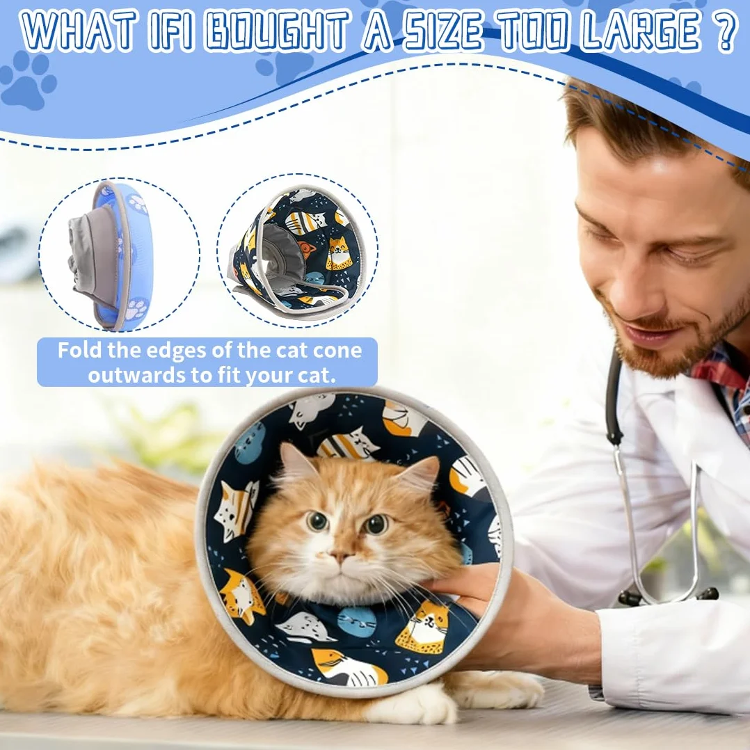 Doux Collier Chat Anti Léchage Réglable Élisabeth Récupération pour Chats Petits Chiens