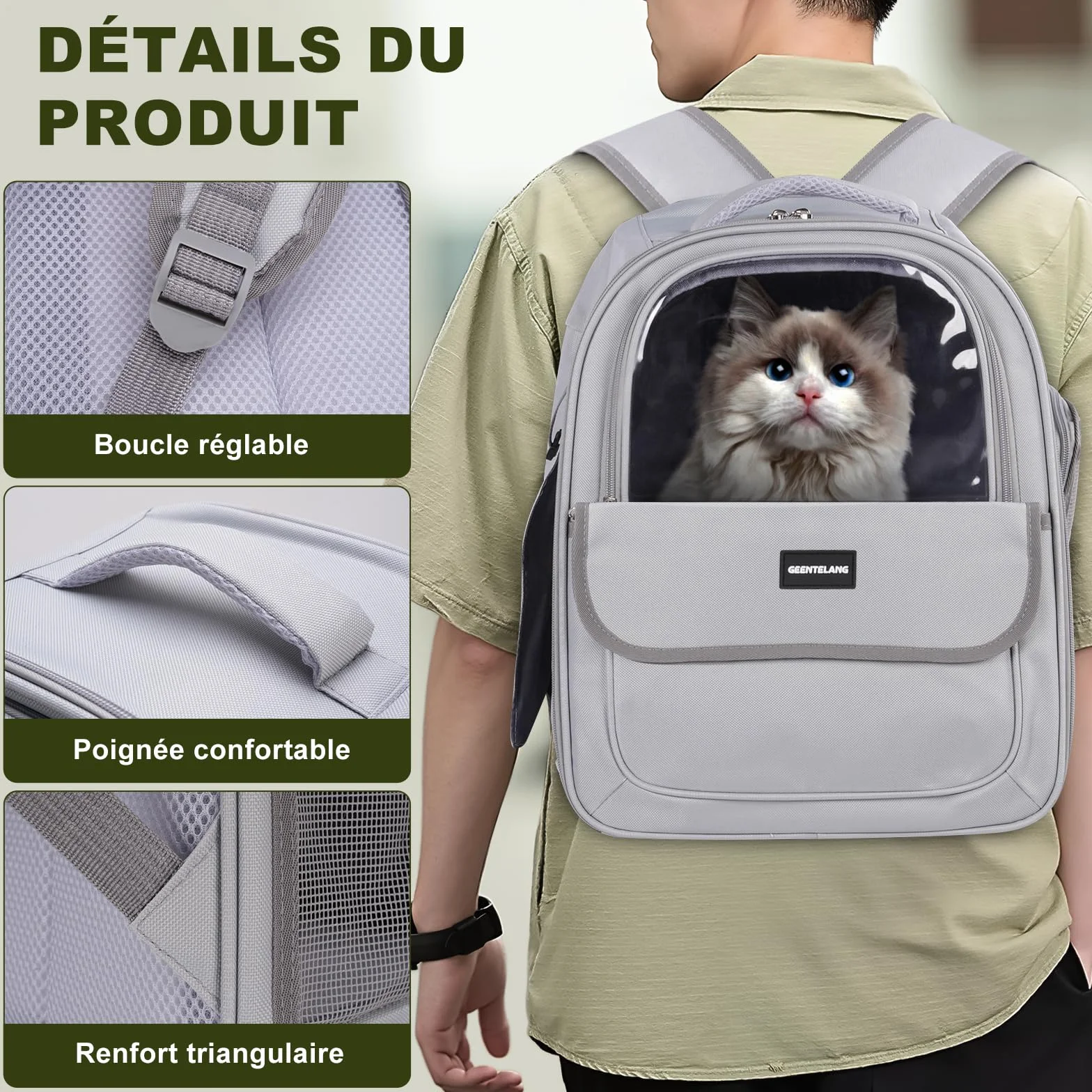 Sac à Dos Transport Chat Respirant Confortable Porte-Chat Bulle Fenêtre 7kg Voyage Randonnée
