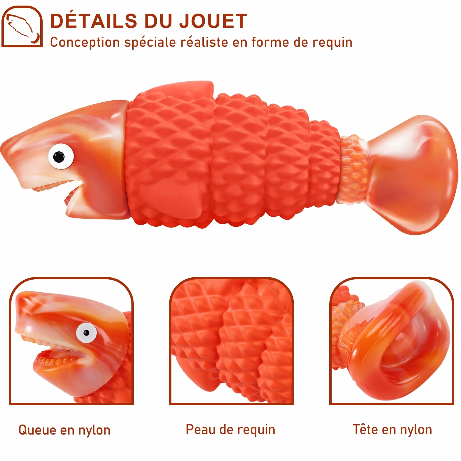 WinTour Jouet Chien Indestructible pour Mâcheur Agressif, Jouet à Mâcher Durable avec Son Grinçant pour Moyenne et Grande Race