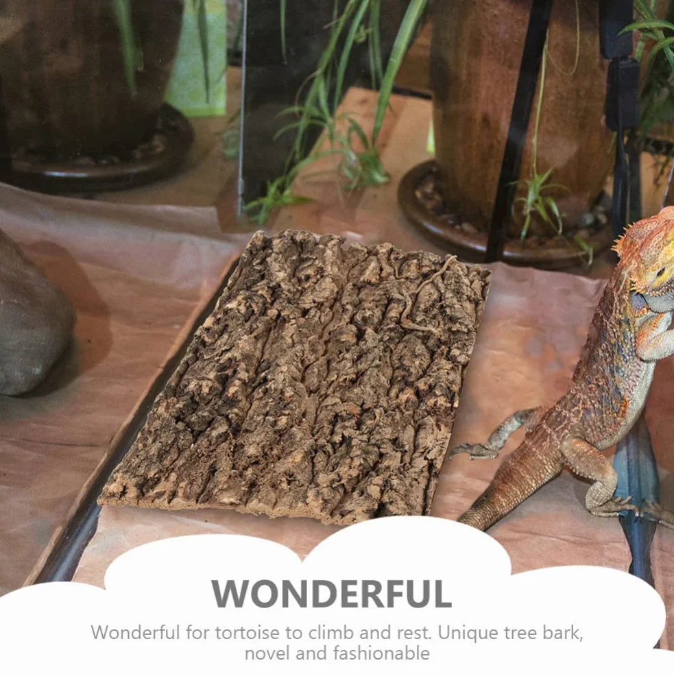 Zerodeko 3 Panneaux Fond Écorce Liège Terrarium Décor Mural Reptiles Décoration Tapis Escalade Habitat Tortue Lézard