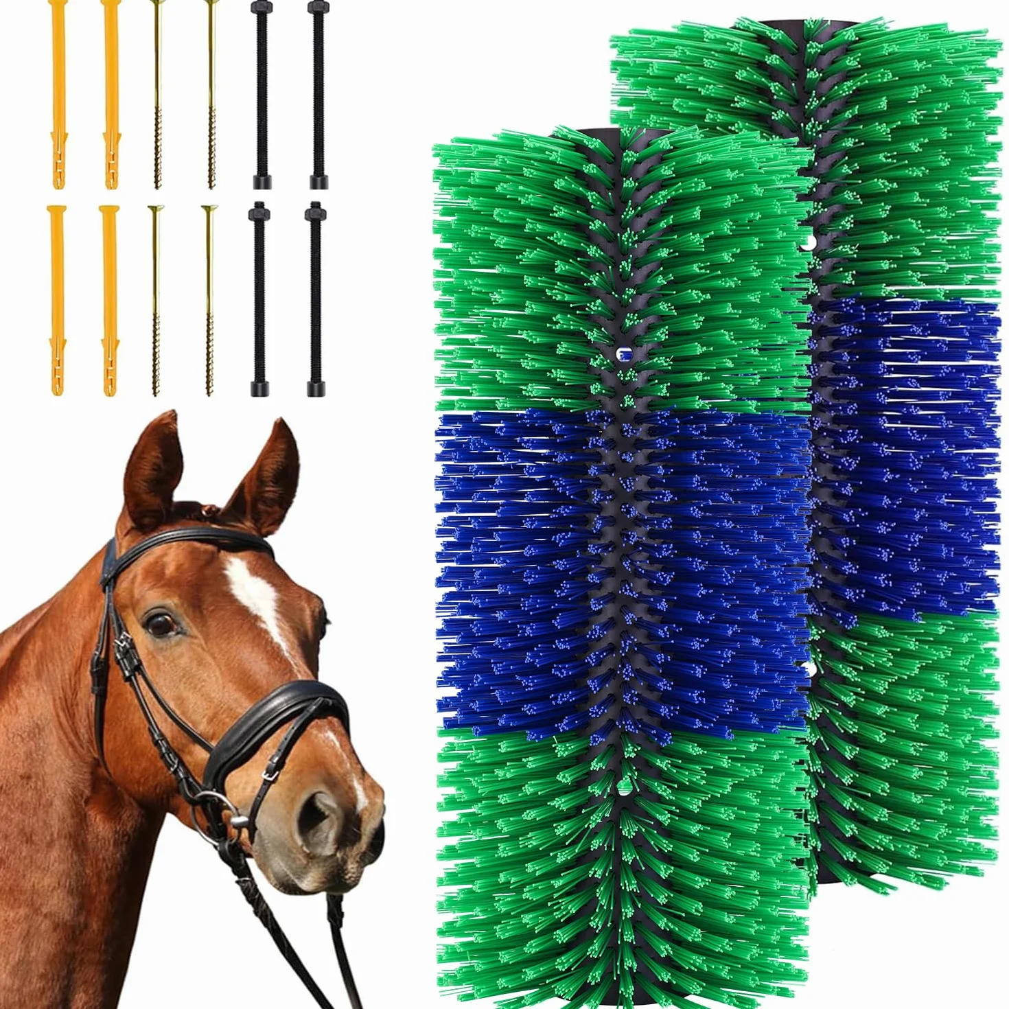 Brosses à gratter pour bétail, brosse de massage complet pour chevaux, vaches, moutons, cochons (2 pièces)