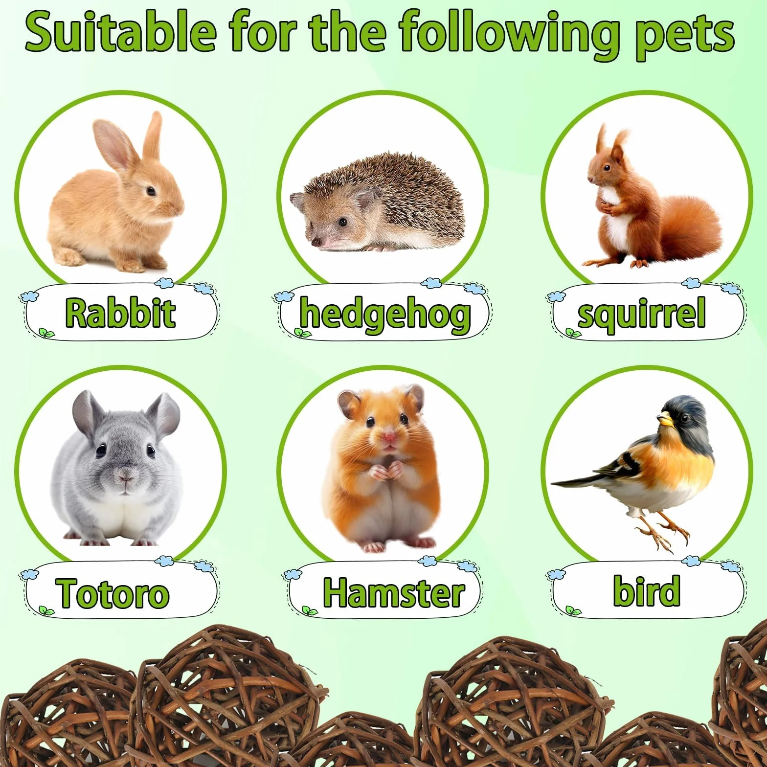Jouet Lapin 9 Pièces Boules à Mâcher Naturel pour Petits Animaux Lapins Cobayes Hamsters (6cm)