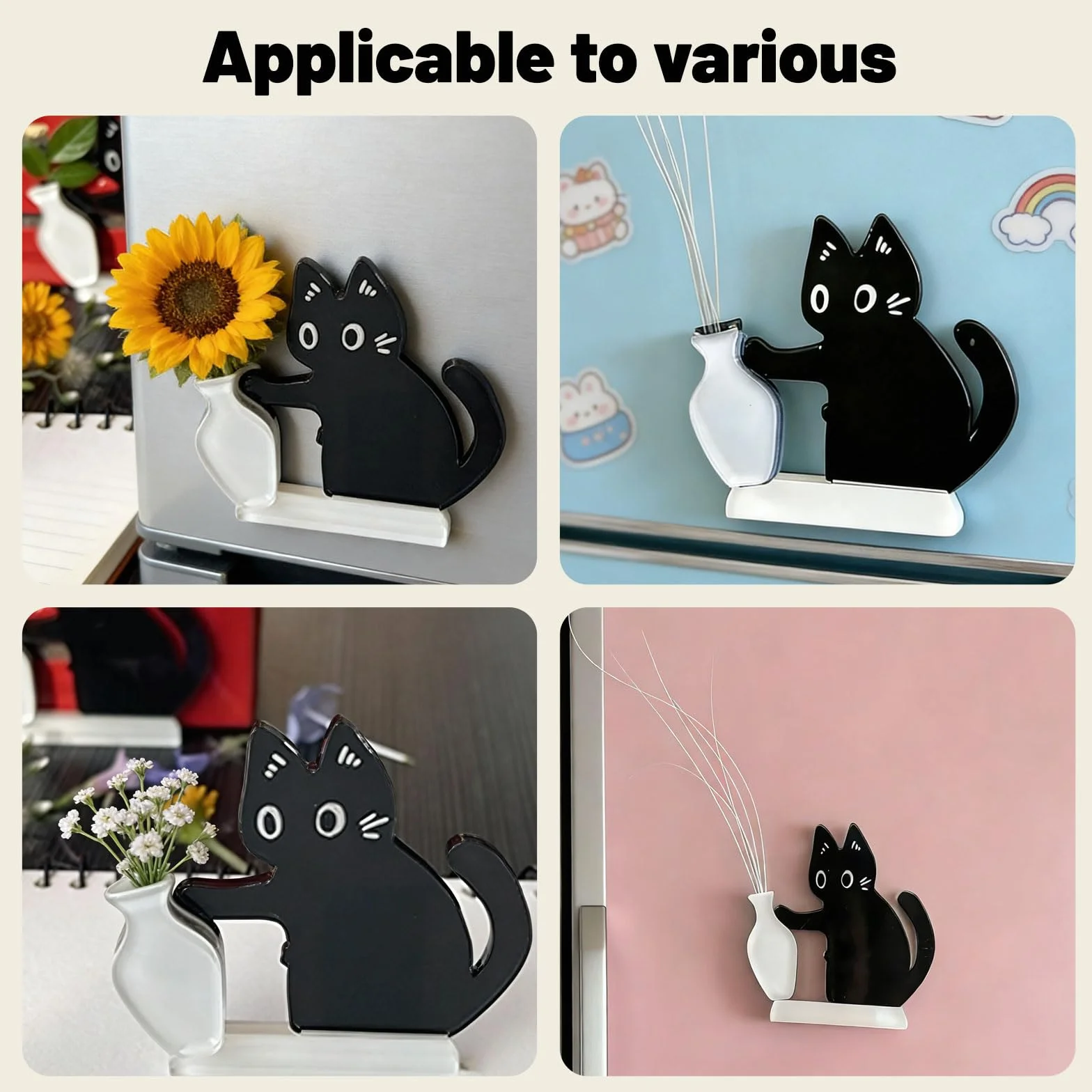 Ensemble Aimant Souvenir Poils d'animaux Chat, Décoration Réfrigérateur & Mur, Set de 2
