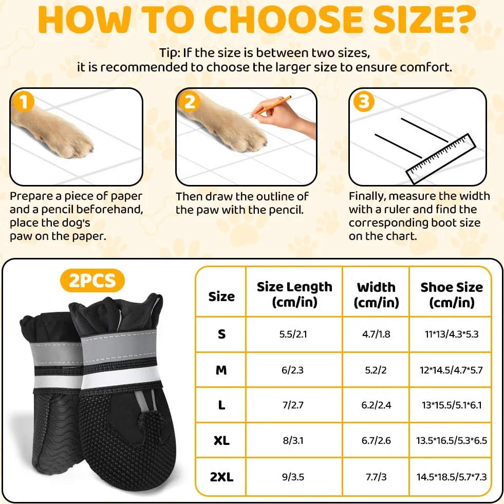 Bottes Chien Imperméables 4 Pièces avec Sangles Réfléchissantes Antidérapant Ajustables