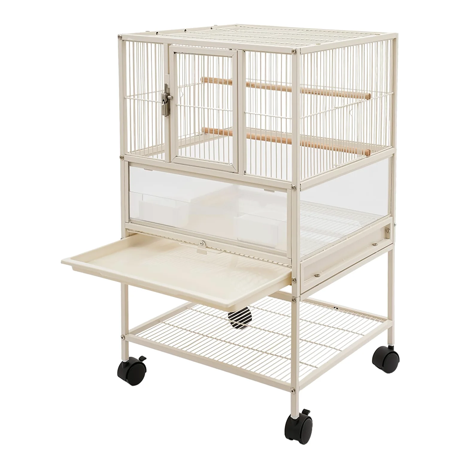 Cage à oiseaux, 48,5 x 46 x 83 cm, grande cage à oiseaux debout pour oiseaux de petite et moyenne taille tels que perruches, perruches