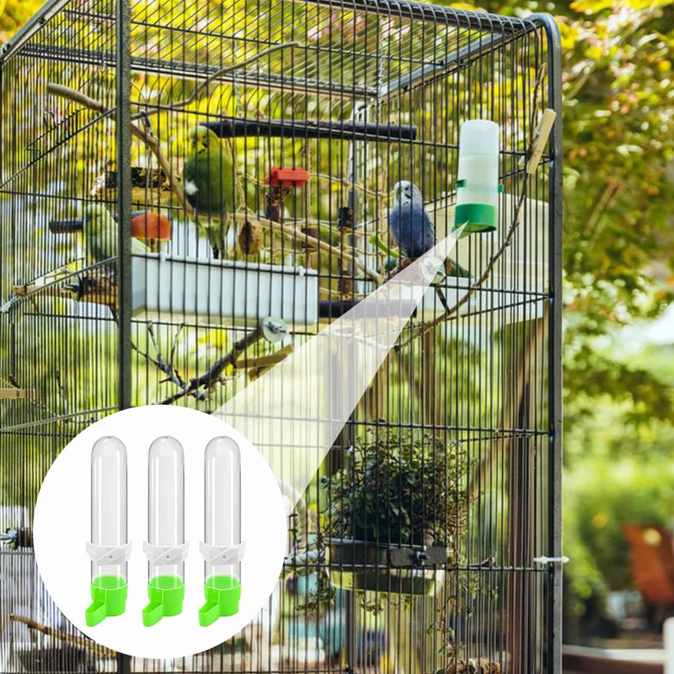 Lot de 3 distributeurs automatiques de nourriture pour oiseaux, 120 ml, transparent, pour perruches et perroquets