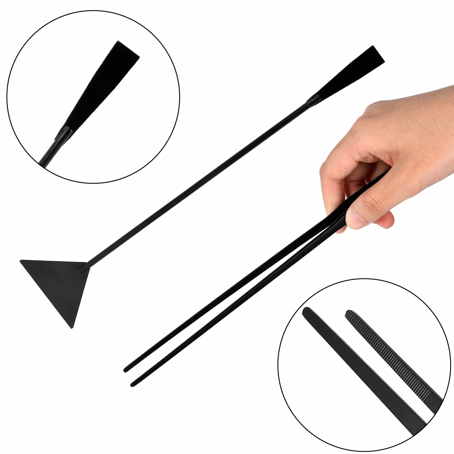 Kit de démarrage pour terrarium aquarium 4 en 1 en acier inoxydable - Pince à épiler longue, ciseaux et spatules