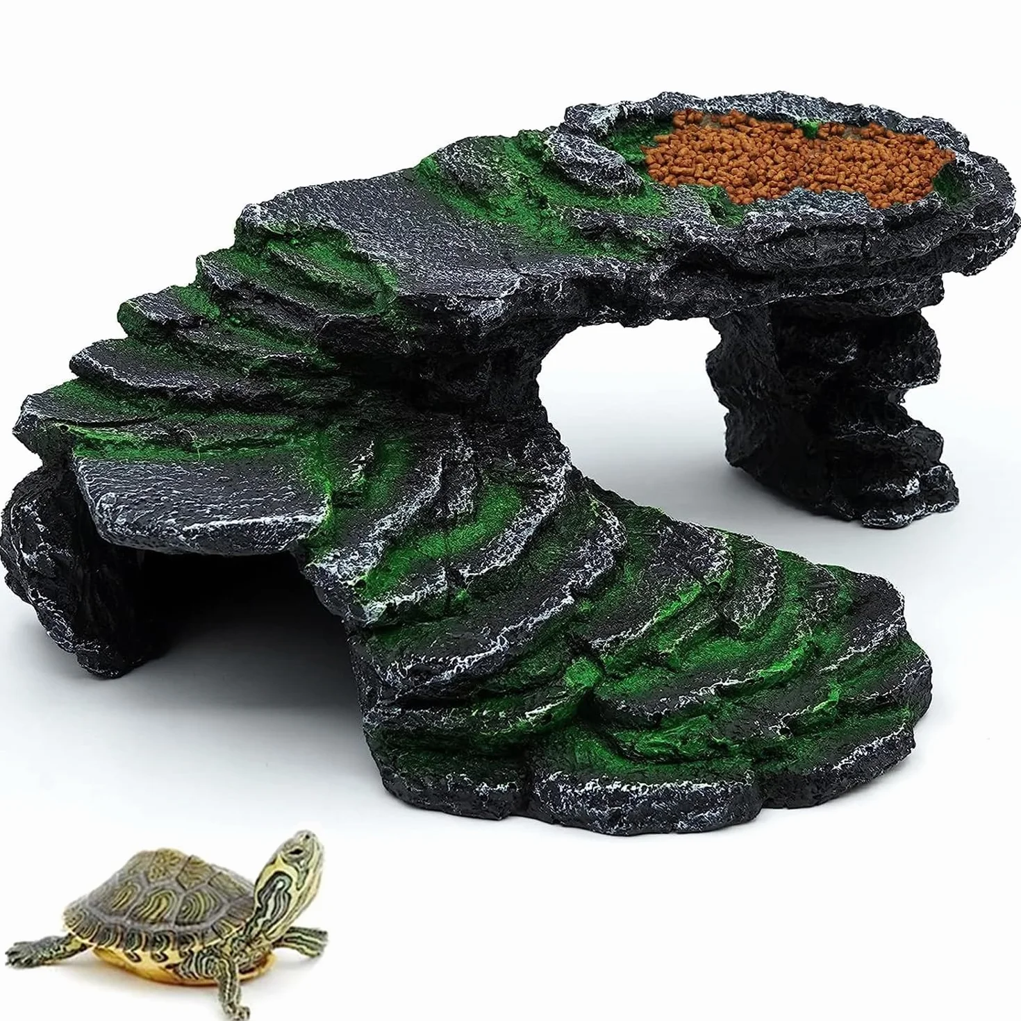 Cachette Reptile Plate-Forme pour Tortue Rocher Grotte Gécko Habitat Décoration de Terrarium Basking Ornement d'aquarium