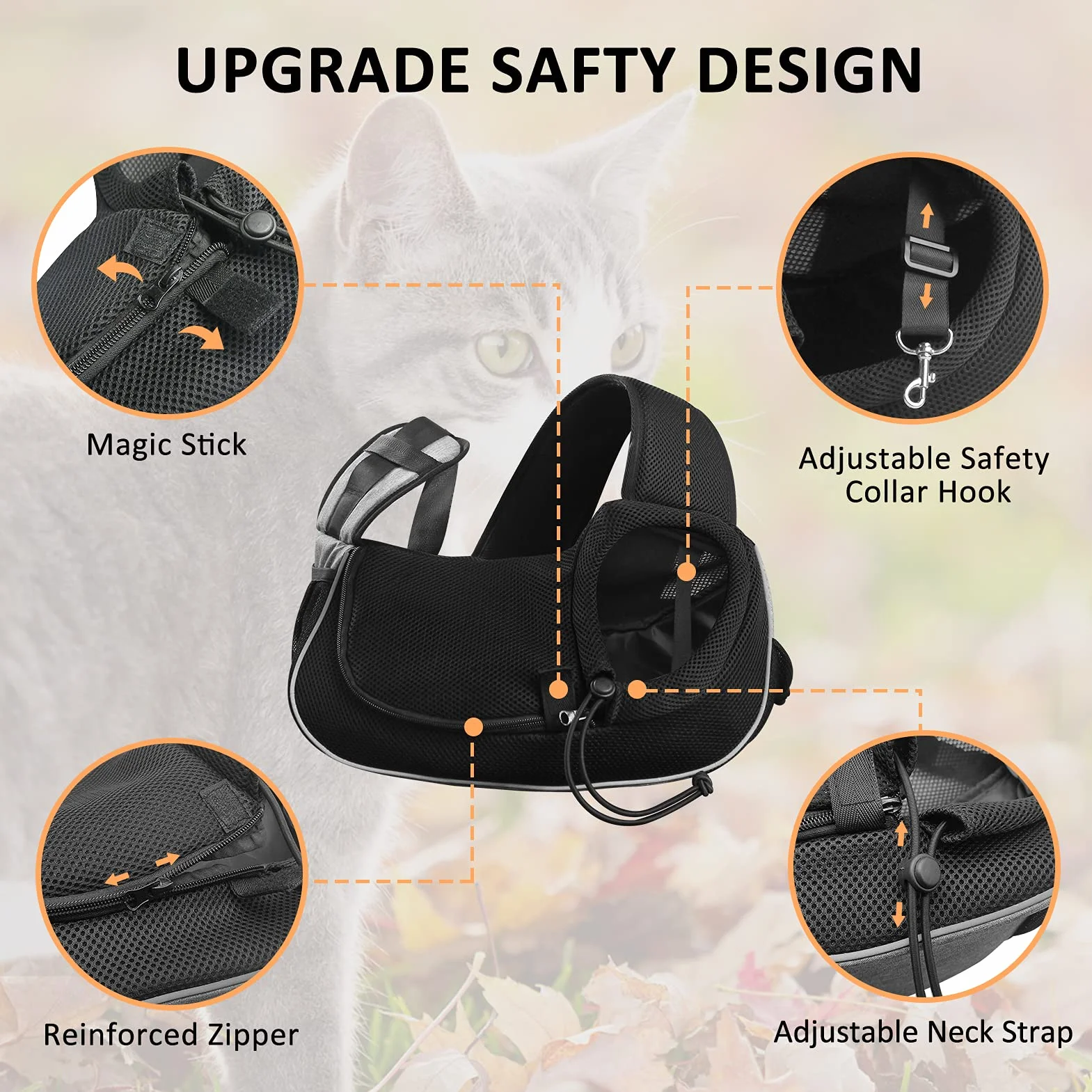Sac de Transport pour Chien Chat, Sac à Bandoulière Respirant, Gris