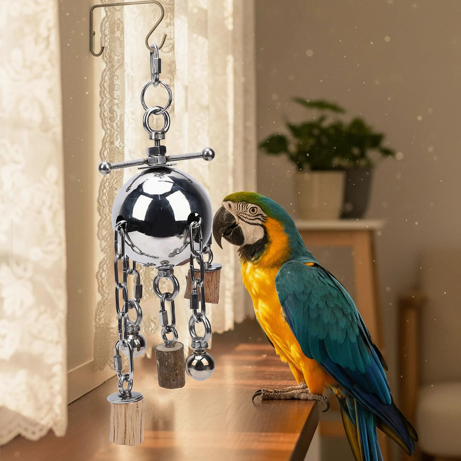 Jouet D'ara de Cloche d'acier Inoxydable Durable pour Le Type D'article de Stimulation Mentale de Perroquet Jouet D'oiseau de Cloche Suspendu