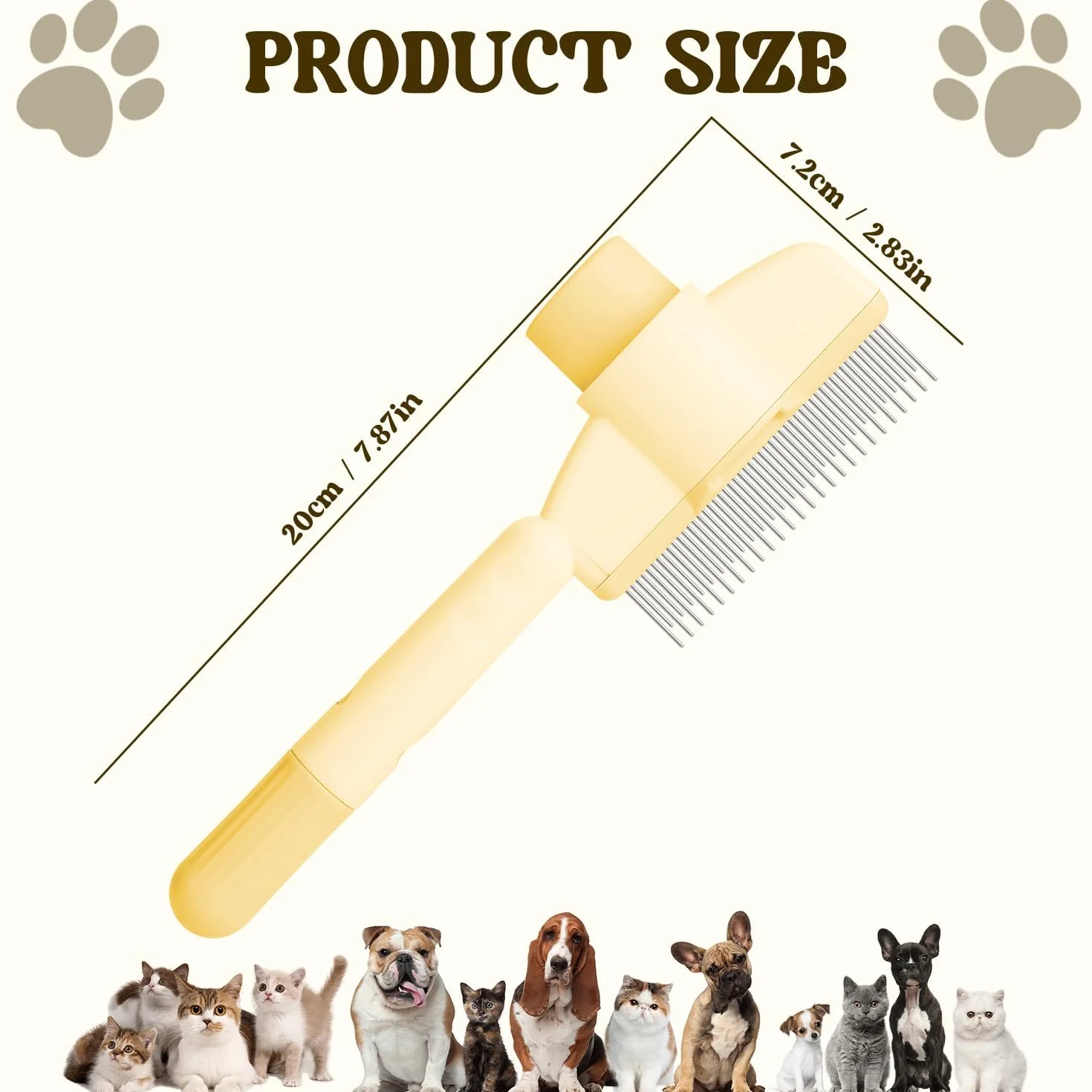 Brosse Chat Poil Long Peigne Toilettage Autonettoyant avec Bouton D'Épilation pour Chat et Chien 2 Pièces