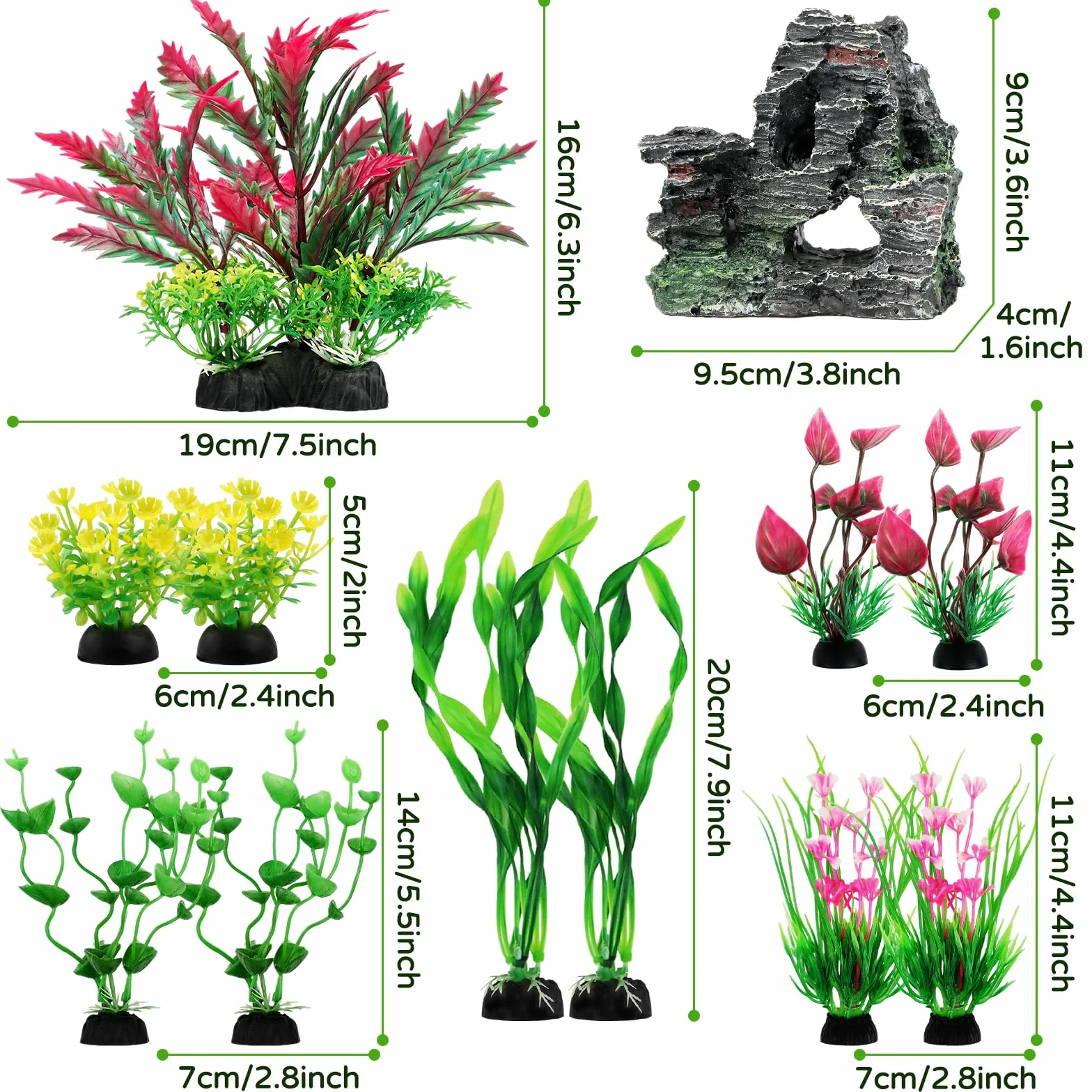 QUOZUO Aquarium Decoration Plante Artificielle 12 Pièces