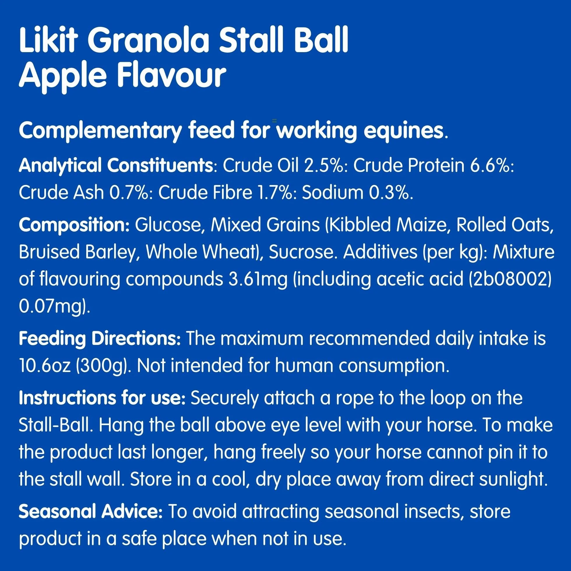 Likit Granola Stall-Ball Friandises pour cheval 1,6 kg pomme baies mélangées menthe poivrée mélasse anti-stress